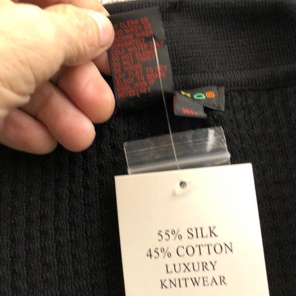 NWT Tulliano Mens Sweater Size XL Black Henley Collared Black Slik Blend Casual - Picture 13 of 16